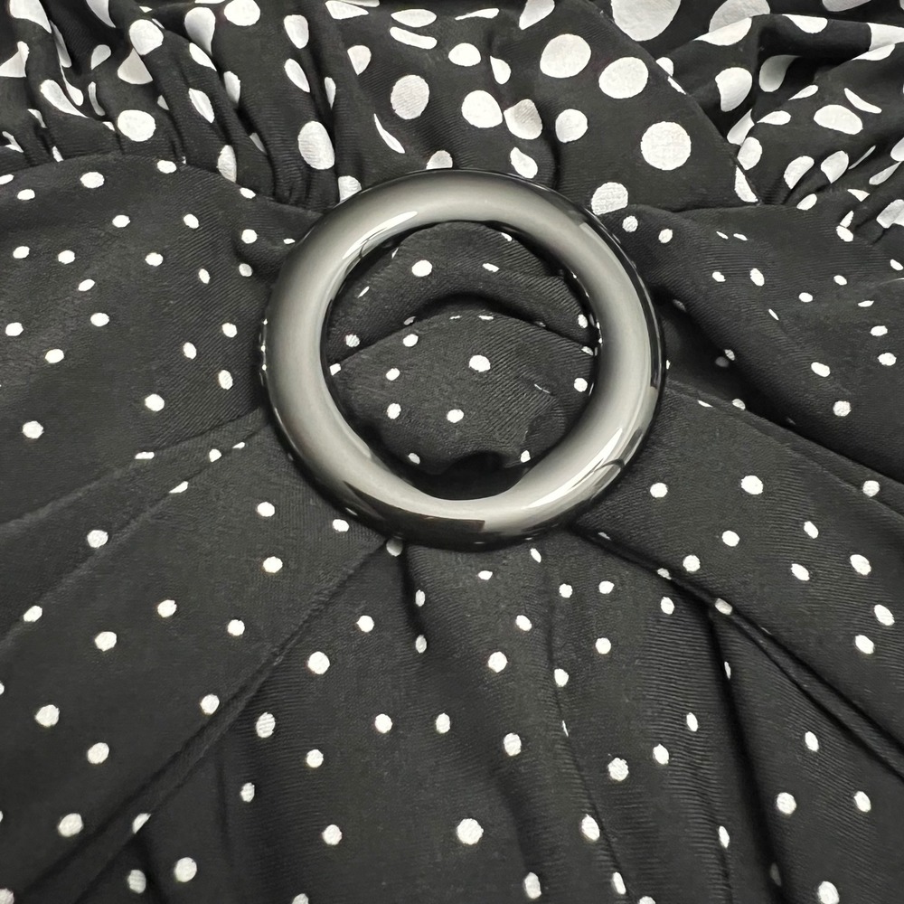 Black White Polka Dot Midi Dress Retro Mod Pin Up Women's Size 10 Medium Y2K - Picture 7 of 9